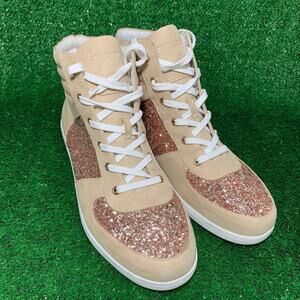 G By Guess Women's High Top Yesi Glitter Sneakers Faux Suede Size 10 Tried On
